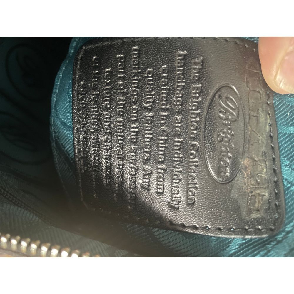 Brighton‎ Black Leather Hobo Bag with Brown Croc Trim & Silver Hardware - Picture 10 of 12